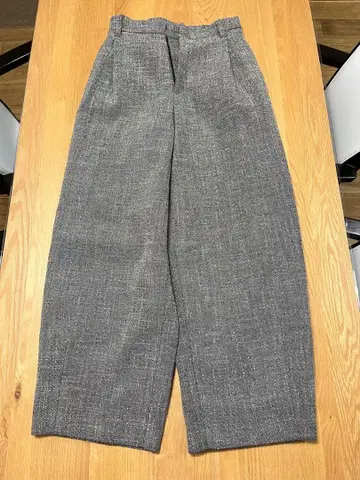 Sov. 와이드 팬츠 그레이 38 트위드 본딩 테이퍼드 팬츠