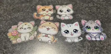 다이아몬드 아트 키트 귀여운 고양이 키링 6개 세트