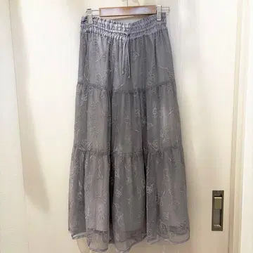 플레어 스커트 레이스 허리밴딩