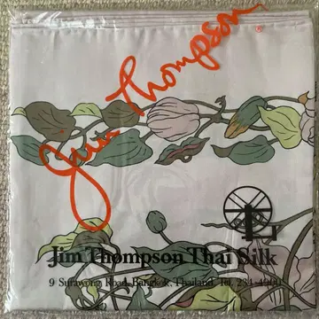 미사용 Jim Thompson 짐 톰슨 꽃무늬 대형 스카프 태국 실크