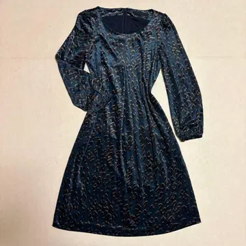 ANAYI 벨벳 원피스 36 레오파드 무늬 블루