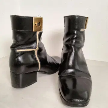 SARTORE 사토레 숏부츠 38 골드 금장 장식 힐 블랙