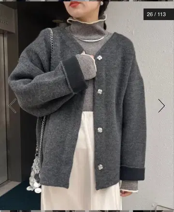 차오패닉 티피 리버서블 배색 야크 니트 자켓