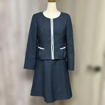 크로네 네이비 자켓 원피스 스커트 셋업