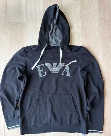 Emporio Armani 블랙 후드 부착 후드티 M
