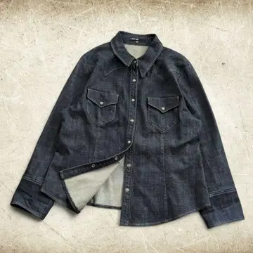 데님 셔츠 빈티지풍 스냅 버튼 아메카지 캐주얼 구제 의류