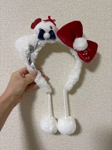 키티 크리스마스 머리띠 화이트/레드