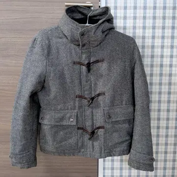 그레이 더플 코트 후드 부착