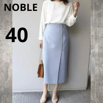 NOBLE 노블 지퍼 슬릿 고급 타이트 스커트 파랑 울