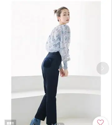 테이퍼드 데님 팬츠 M 네이비