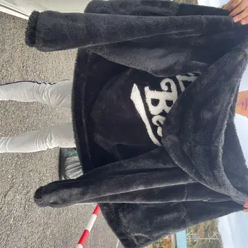 플리스 자켓 후드 부착 블랙