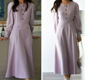 A라인 라벤더 롱 원피스