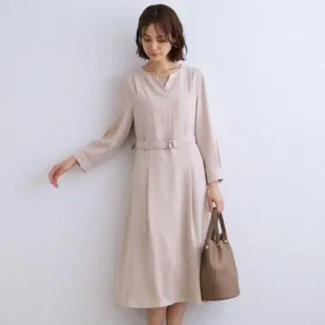 INDIVI 워셔블 키넥 플레어 원피스 핑크 38