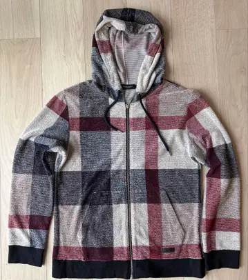 BLACK LABEL 체크 무늬 후드 부착 후드티