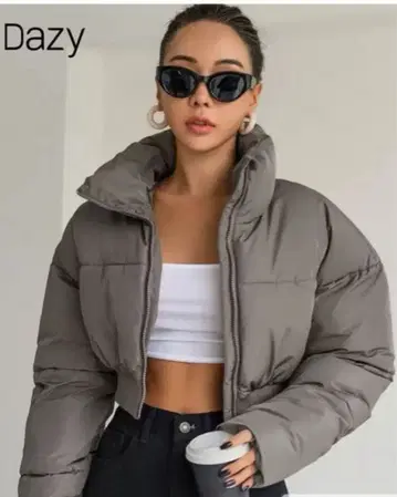 귀여운 모카 브라운 숏 기장 다운 자켓