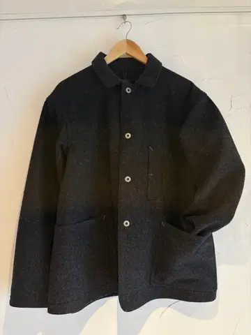 Post 오버롤 다크 그레이 울 샷 코트