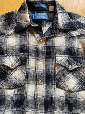PENDLETON 화이트 블랙 옴브레 체크 셔츠