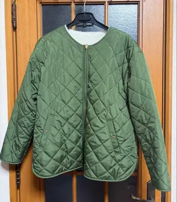리버서블 퀼팅 자켓 [ L 사이즈 올리브 그린 ]