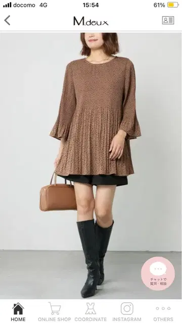 M.deux 레오 도트 프린트 플리츠 블라우스 새상품