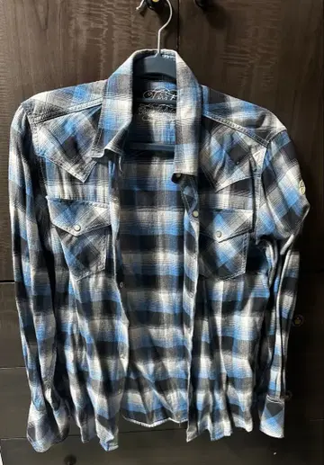 TMT 옴브레 슬라브 네프 체크 셔츠 파랑 M 기무라 타쿠야 야마P