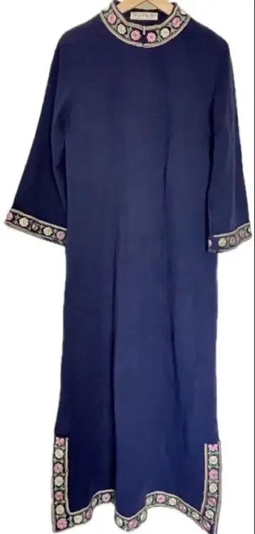 쇼와 레트로 원피스 롱 튜닉 네이비 레트로 코디 구제 의류