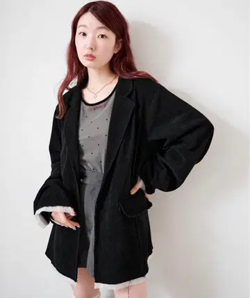 Kastane 코듀로이 오버 자켓 블랙