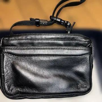 블랙 가죽 웨스트 파우치