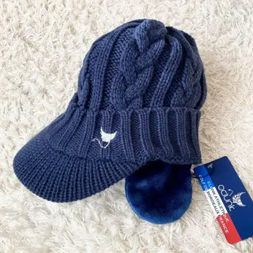 미사용 CLUNK 크랭크 이어플랩 니트 모자 귀마개 네이비 컬러 캡
