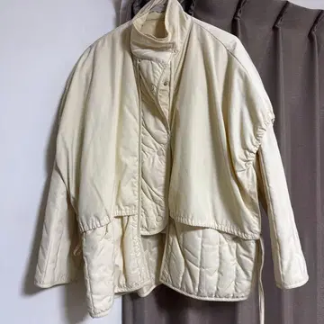 아이보리 퀼팅 자켓 오버 사이즈