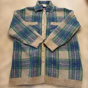 니트 아우터 체크 무늬