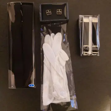 블랙 스트랩 흰 장갑 실버 커프스 단추 세트