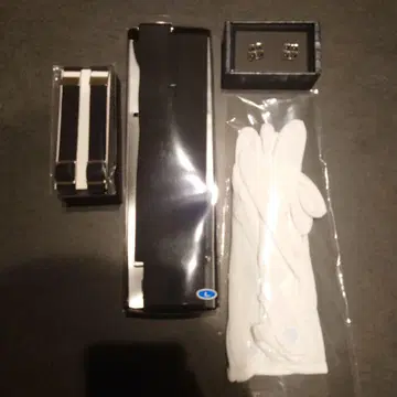 블랙 스트랩 흰 장갑 실버 커프스 단추 세트