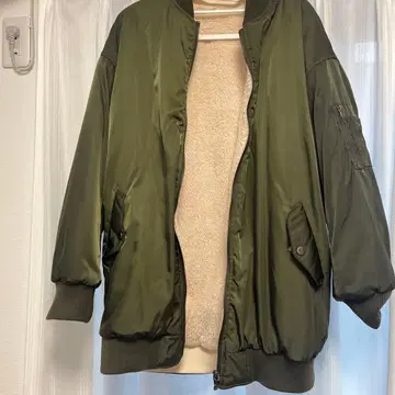 여성용 점퍼 카키 리버서블