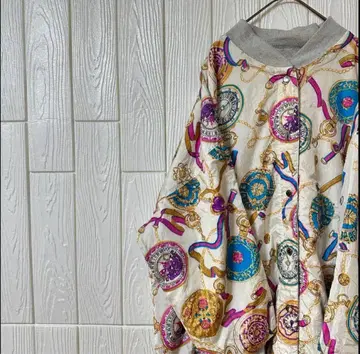 리버서블 올 패턴 스카프 패턴 블루종