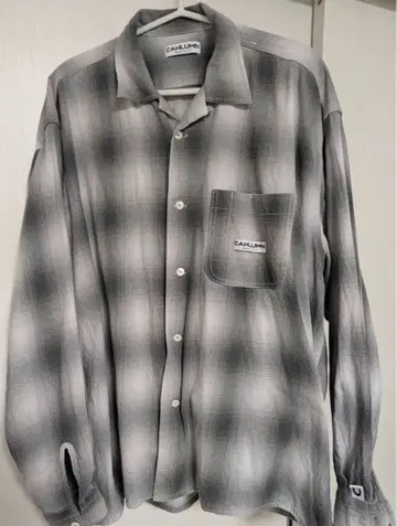 CAHLUMN 옴브레 체크 셔츠 그레이