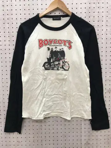 BOYCOTT 인디 시리즈 네오 그런지 Y2K 구제 의류 래글런 롱T