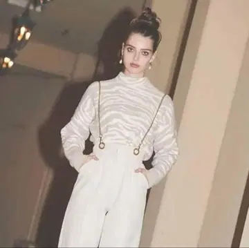 eimy istoire 제브라 자카드 숏 니트 풀오버