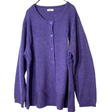 새상품 울 100% 이탈리아 실 사용 루즈핏 퍼플 가디건 손세탁 가능 L