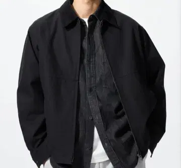 유니클로 집업 숏 블루종 블랙 XL 사이즈