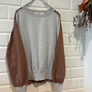 FRAMeWORK 니트 바이컬러 그레이 브라운 프리 사이즈