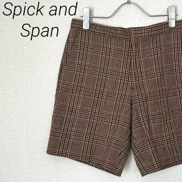 Spick and Span 체크 무늬 포켓 부착 울 혼방 숏팬츠