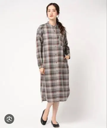 르 글라지크 체크 무늬 셔츠 원피스