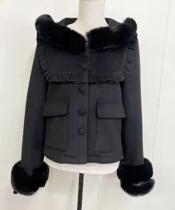 MARS 레이스업 세일러 카라 숏코트 블랙