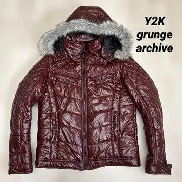 Y2K 패딩 자켓 LL 그런지 시크 스타일 기믹 네오 보르도 광택