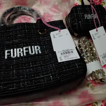 새상품 미사용 정품 FURFUR 트위드 로고 토트 미니 백참 포함
