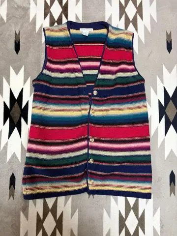 보더 니트 베스트 멀티 컬러