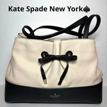 Kate Spade 리본 포함 가죽 백 화이트 블랙 숄더