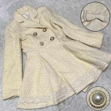 새상품급 리즈리사 롱 코트 체스터 코트 리본 골드 버튼 레이스 플레어