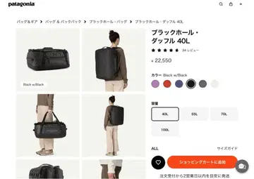 Patagonia 블랙홀 더플 40L