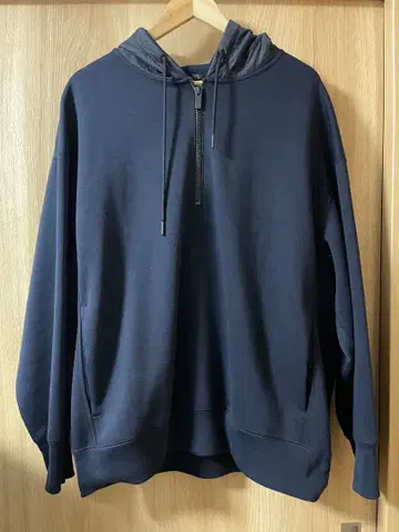 UNIQLO 질 샌더 네이비 하프 지퍼 후드 부착 후드티 XL